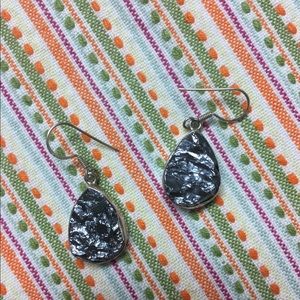 Vintage Pyrite and Sterling Silver Earrings